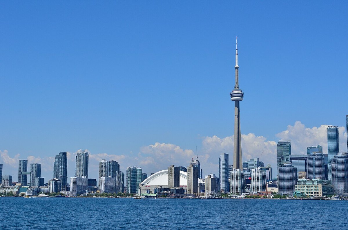 Toronto skyline viewed across Lake Ontario, Canada